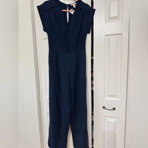 Monteau Dark Blue Cap Sleeve Jumpsuit